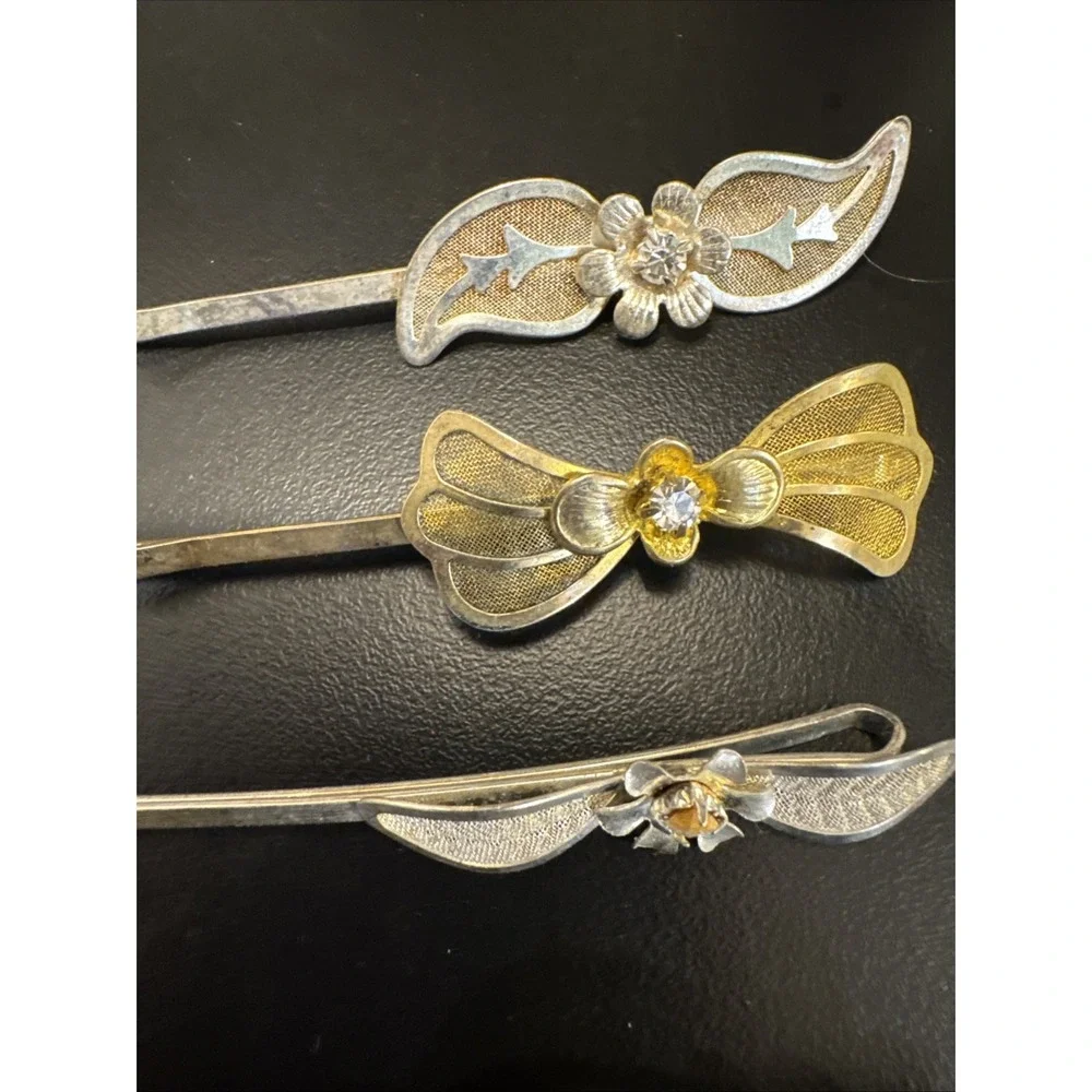 Vintage‎  Hair Accessories Lot Bobby Pins Flowers Bow Leaves  Rhinestone